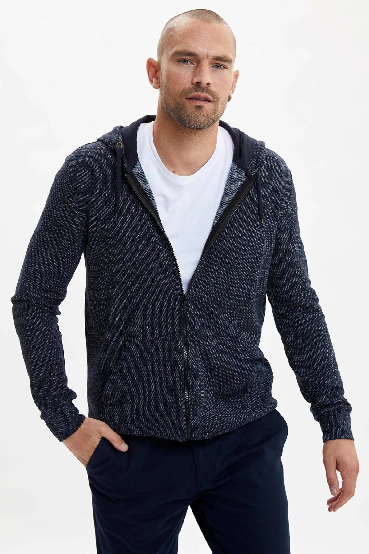 de facto Mann Herbst Dunkle Farbe Strickjacke Männer lässig Langarm Hoodies Strickjacke Mäntel Männer Reißverschluss oben Mäntel-L7551AZ19AU