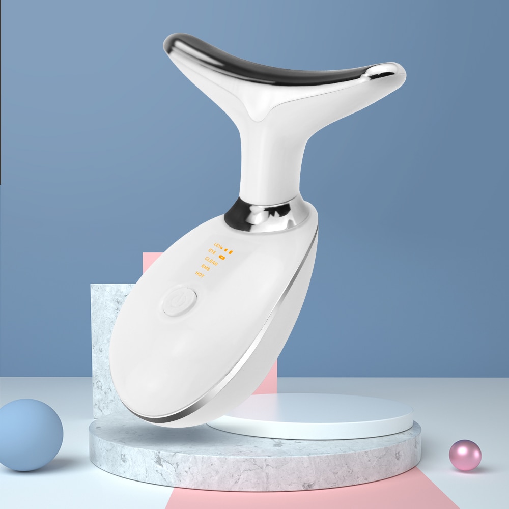 3 farben LED Photon Therapie Hals und Gesicht Hebe Werkzeug IPL Vibration Haut Straffen Reduzieren Doppel Kinn Anti-Falten entfernen Gerät