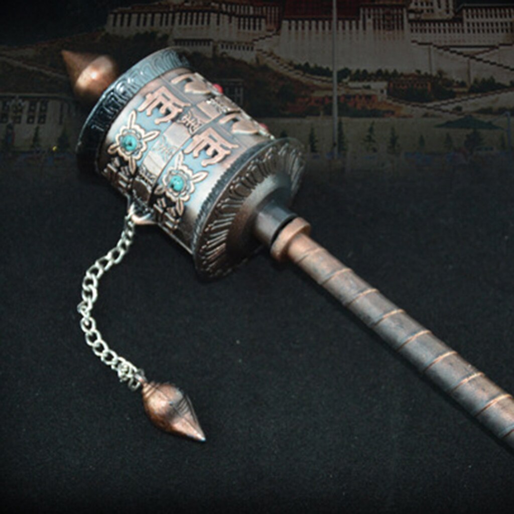 1 stück Handarbeit Tibetischen Gebet Rad Legierung + Holz + Kunststoff Sammlerstücke