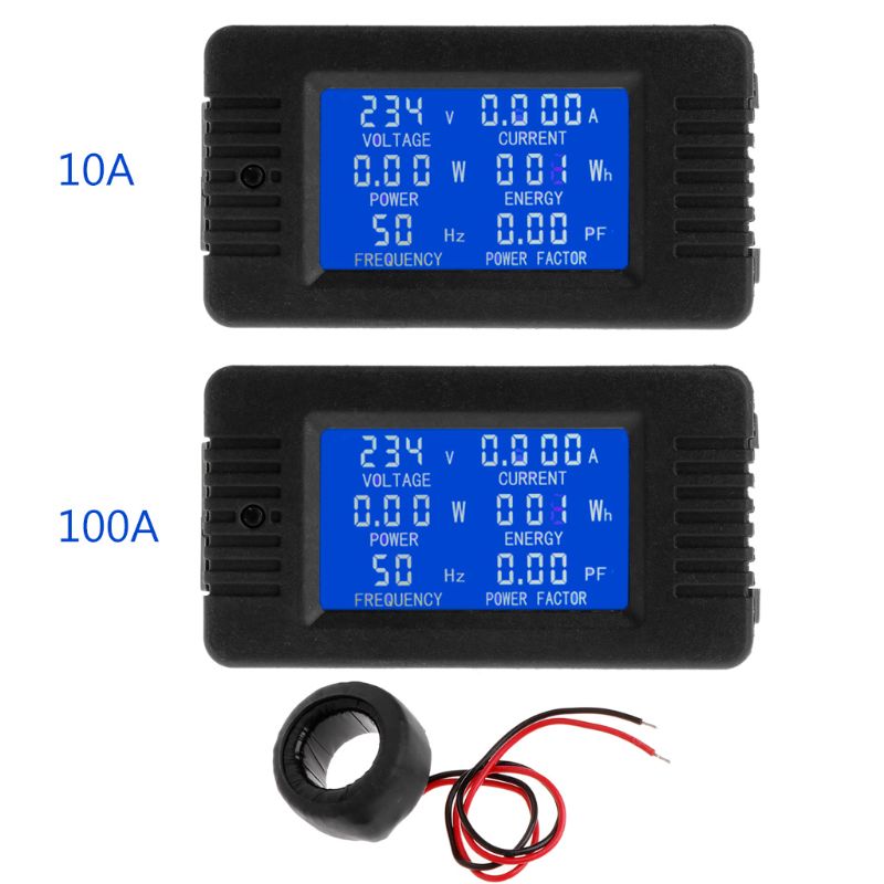 AC 6in1 220V 80V ~ 260V 100A Einphasig Digitale Ampermeter Energie Energie Voltmeter Amperemeter Volt Watt kwh Faktor Meter Teilt CT