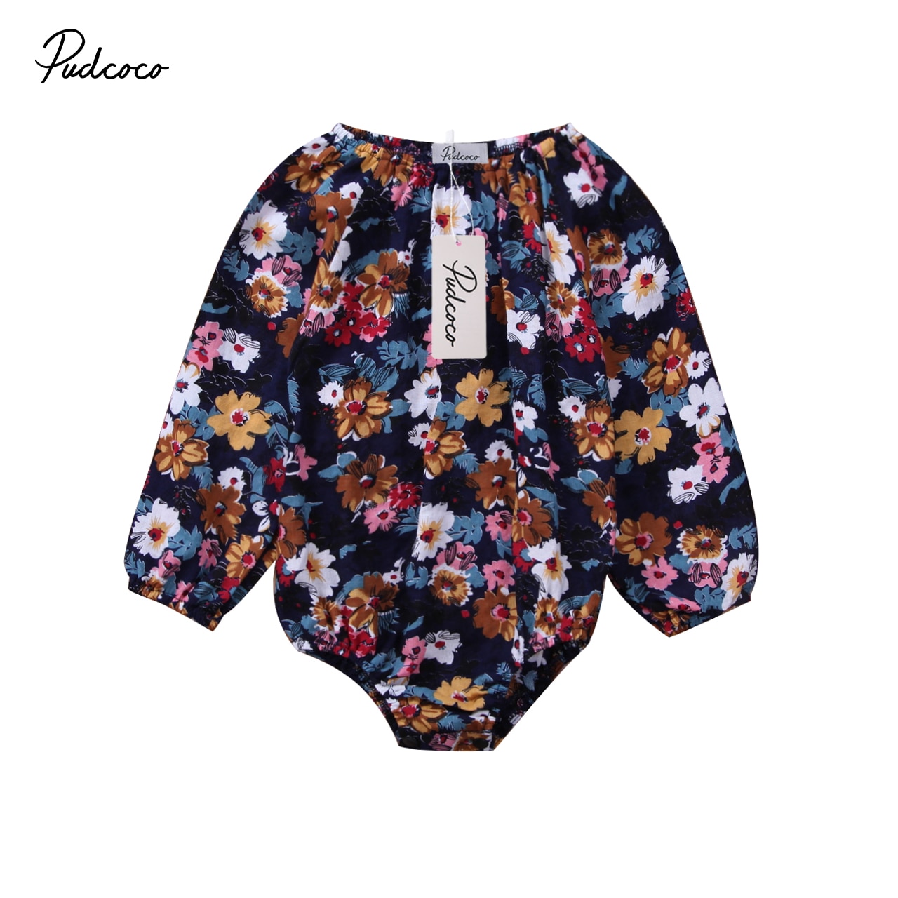 Pudcoco Neugeborenen Baby Mädchen Blumen- Strampler lang Ärmel oben Overall Playsuit Kleinkind Mädchen Winterkleidung Outfit