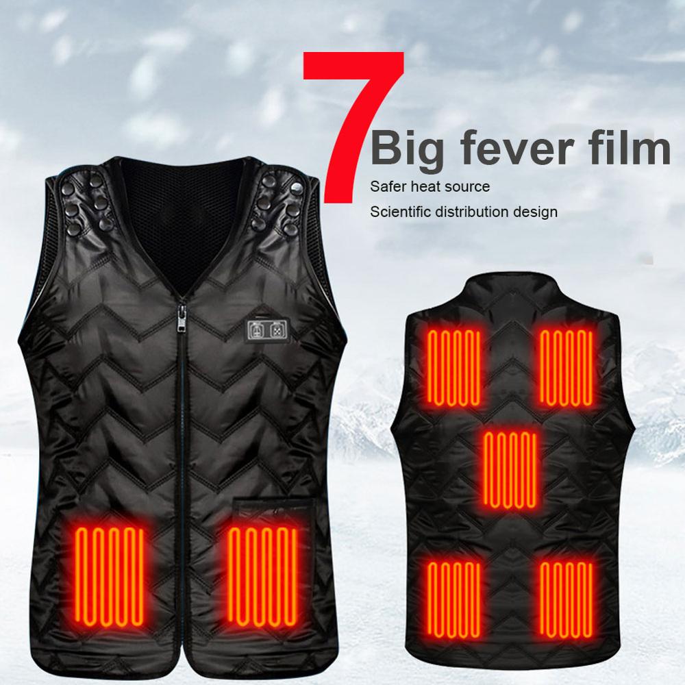 USB Elektrische Beheizte Weste Männer Frauen Dual Kontrolle Waschbar 7 Zone Heizung Jacke Winter draussen Wandern Thermische Warme Weste