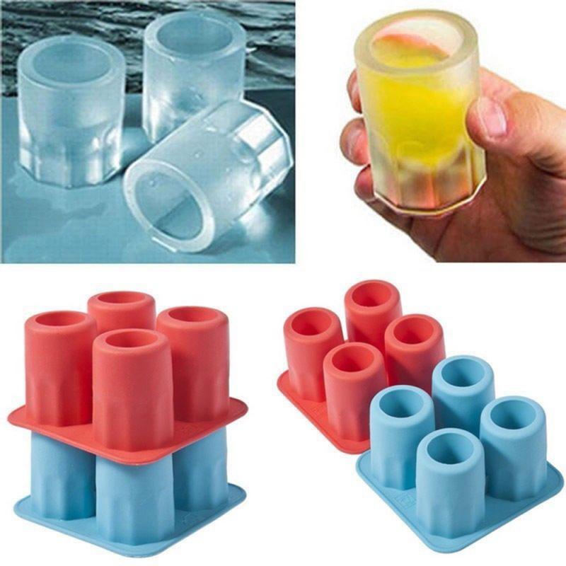 4 tasse bilden Silikon bilden Schützen Schuss Glas Eis Schimmel Sommer Party Bar Bahre Eis Trinken Zubehör Tablett Werkzeug