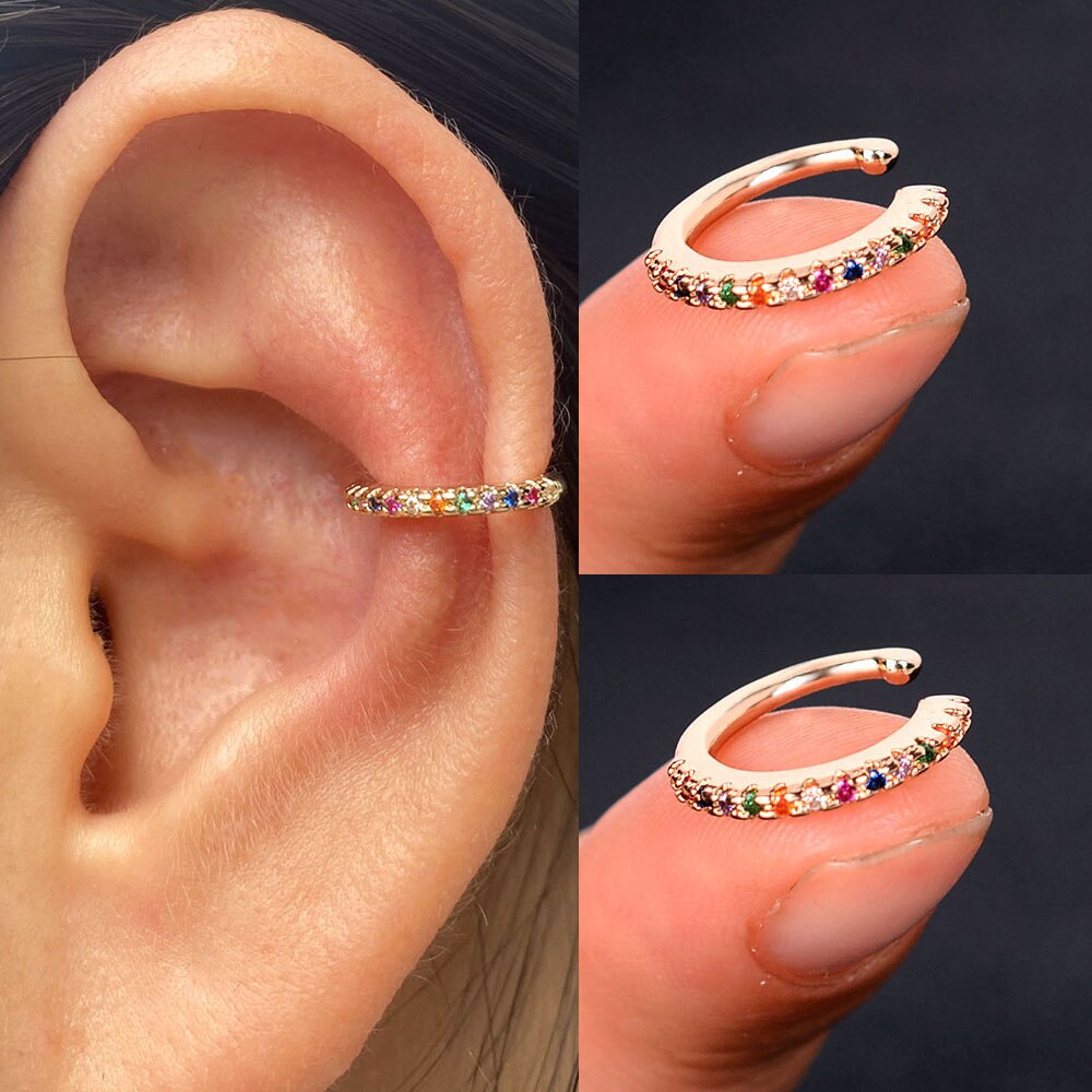 2 Teile/beutel Einfache Earcuff Clip auf Ohrringe für Mädchen CZ Ohr Manschette Nicht Durchbohrt Ohrring Keine Ohne See Frauen Knorpel ohrringe