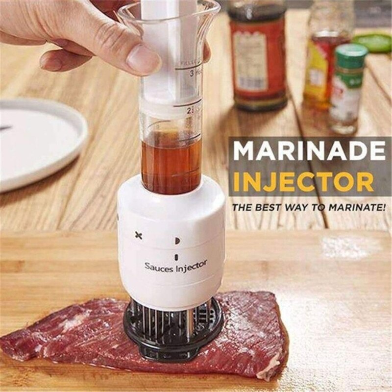 BBQ Injiziert Steak Tenderloin Stift Multi-Funktion Soße Injektor Edelstahl Steak Neddle Klopfen Fleisch Hammer