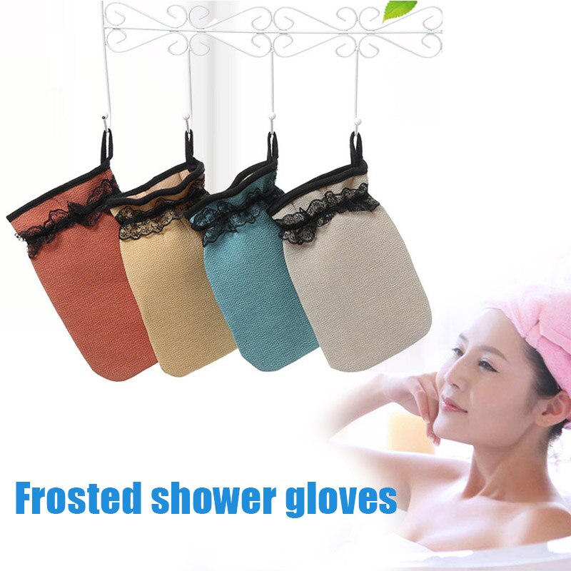 frauen Mädchen 2Stck Dusche Schlecht Handschuhe Peeling Waschen Haut Spa Massage Körper Dusche Wäscher Handschuh t6