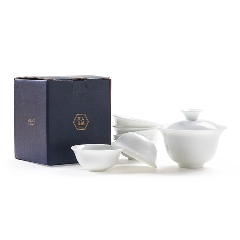 Gaiwan Tee einstellen inclue 1 stücke gaiwan 6 stücke Tee tasse, chineseTravel Tee-einstellen Weiß knochen chinaTea setzt, Teetasse