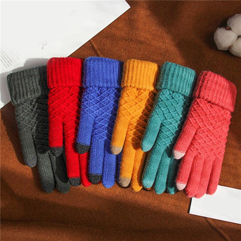 Frauen Gestrickte Winter Handschuhe Kaschmir Gestrickte Frauen Herbst Winter Warme Dicke Handschuhe Touchscreen Skifahren Handschuhe