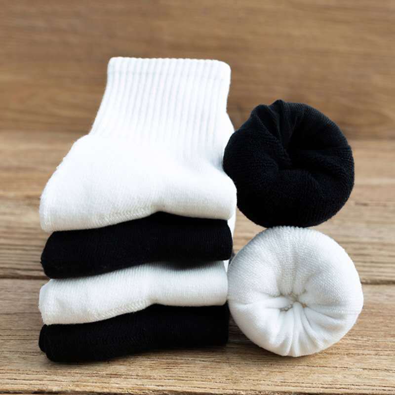 5 Paare/los Verdicken Baumwolle Männer Socken Frottee Lange Socken Frauen Schwarz Weiß warm Dicke Socken Männlichen Sport lässig calcetines