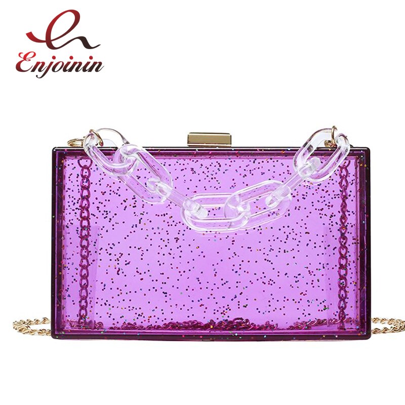 transparent Pailletten Acryl Kasten Frauen Kupplung Tasche Geldbörsen und Handtaschen Schulter Kette Tasche Abend Tasche für Mädchen Tote Taschen