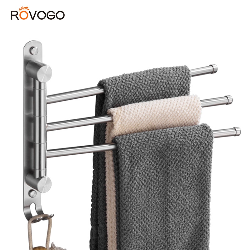 ROVOGO SUS 304 Edelstahl schwenken Handtuch Bar Zauberstab Montieren, Schlecht Schaukel Heraus Handtuch Regal Klapp Arm Hand Handtuch Gestell