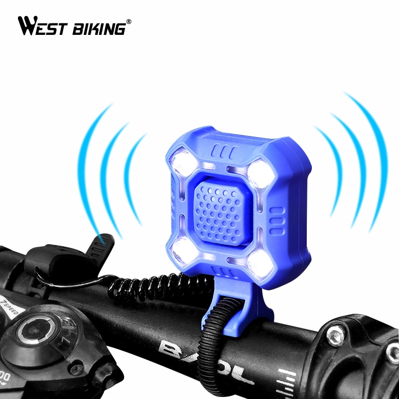 Westen RADFAHREN 140 dB Fahrrad Glocke 4 Lampe Radfahren Licht 1200mAh Elektrische Horn Wasserdichte USB Ladung Lauter Alarm Sicherheit fahrrad Glocke