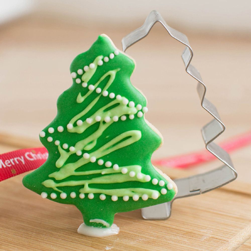 Weihnachten Baum Cookie Cutter Edelstahl Keks Cutter Cookie Schimmel Küche Backen Werkzeuge Lebkuchen Mann Druck bilden