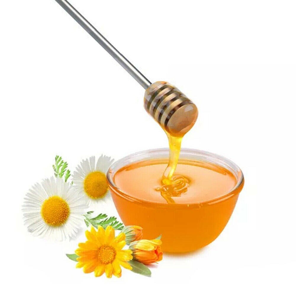 Kurve Griff-Edelstahl mit Perlen Honig Löffel Honig Mischen Stock 15.3 * breite 2cm