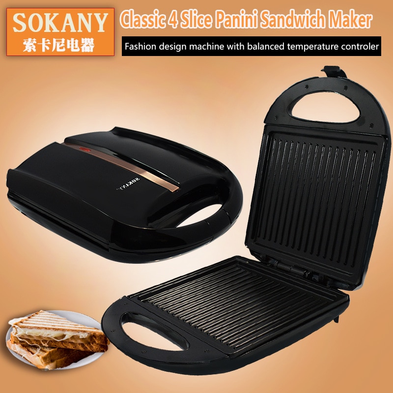 gestreift Heimat Sandwich maschine edelstahl Toaster Grill frühstück maschine 220V