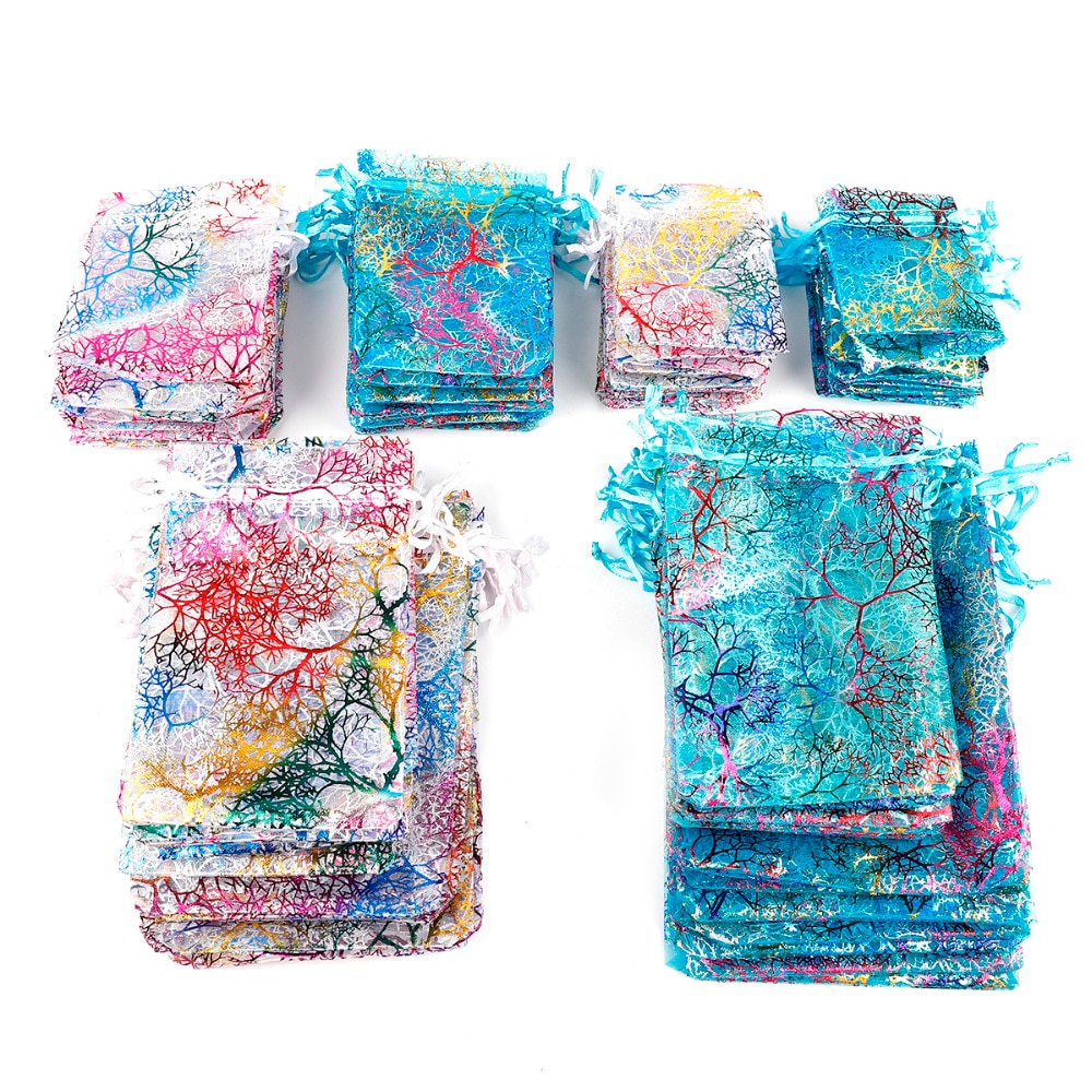 10 teile/los 7x9cm 9x12cm 10x15cm 13x18cm Organza Taschen hochzeit Party Tasche Kordelzug Schmuck Verpackung Taschen & Schmuck Beutel