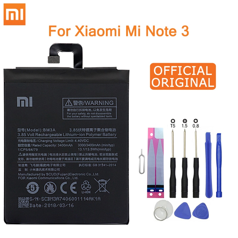 Xiao mi Original Telefon Batterie BM3A Für Xiao mi mi Hinweis 3 Ersatz Batterie 3300mAh Hohe Kapazität Telefon Batterien kostenlose Werkzeug