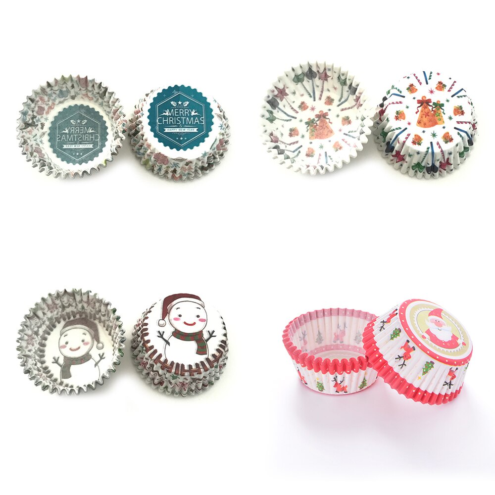 Weihnachten Bunte Papier Kuchen Cupcake Liner Backen Muffin Kasten Tasse fallen Party Tablett Weihnachten Dekor Cupcake Backen Werkzeuge