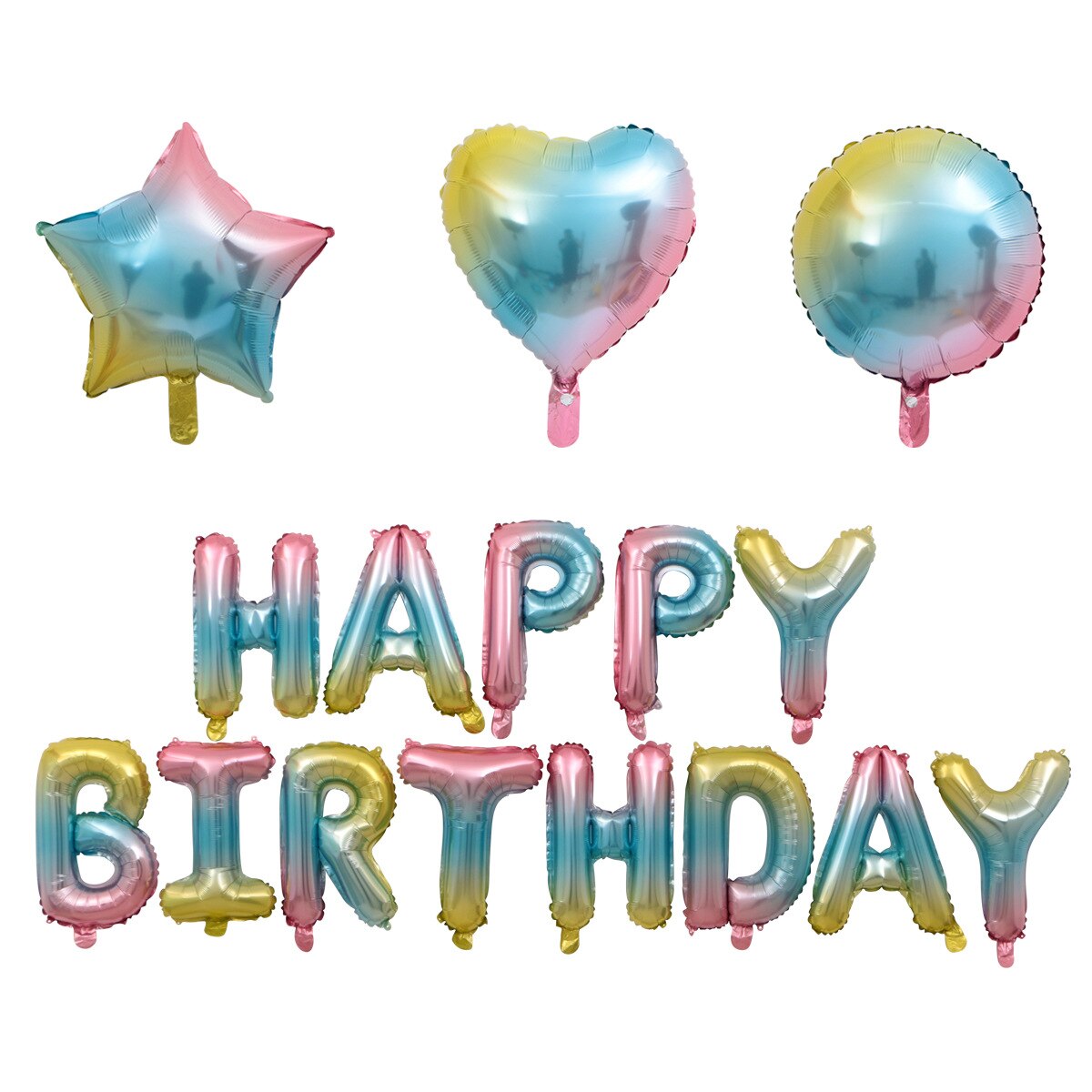 Glücklich Geburtstag Gradienten Farbe 16 zoll knapp Ballons 18 Zoll Herz Stern Runde Folie Ballon Geburtstag Party Hochzeit Dekor Spielzeug Ball