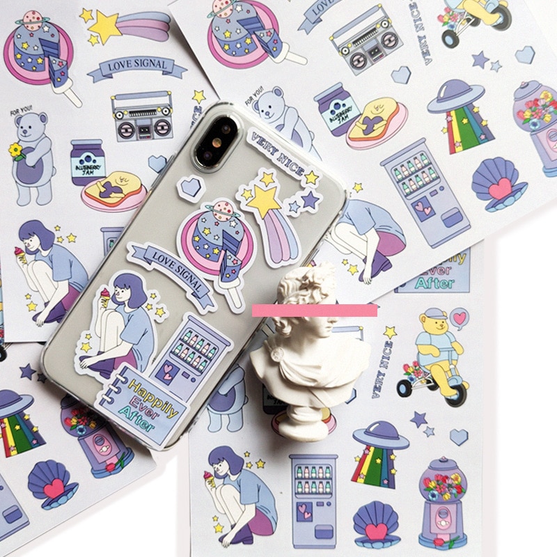 Lila frische Graffiti Regenbogen bär Aufkleber DIY Scrapbooking glücklich mädchen Müll Tagebuch Schreibwaren spielzeug dichtung Dekoration aufkleber