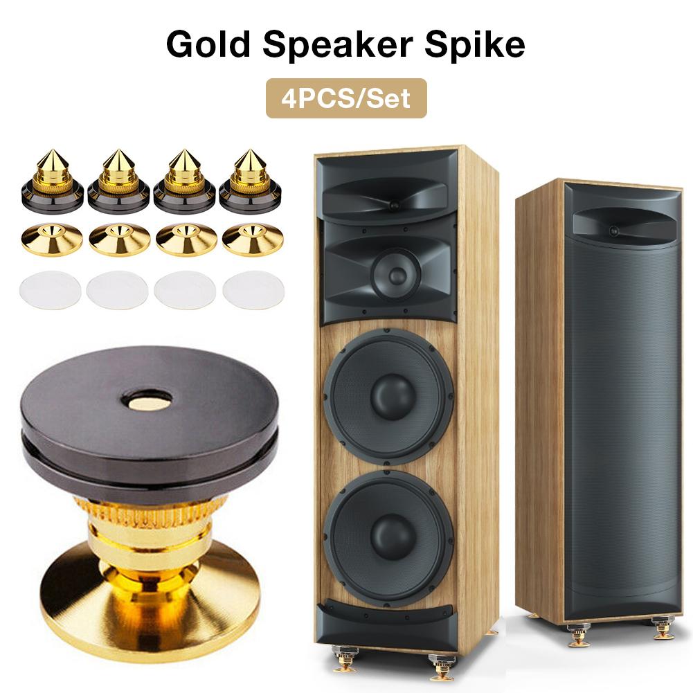 4 teile/satz Lautsprecher Stand Fuß Goldene Spikes Lautsprecher Pad Gold Spikes Reinem Gold Lautsprecher Kasten NäGel Kegel Boden Fuß Nagel
