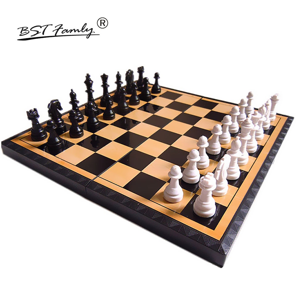 BSTFAMLY Chessman Kunststoff Schach Spiel Internationalen Schach Magnetische Kunststoff Schach Stück Klapp Schachbrett König Höer 40mm I27