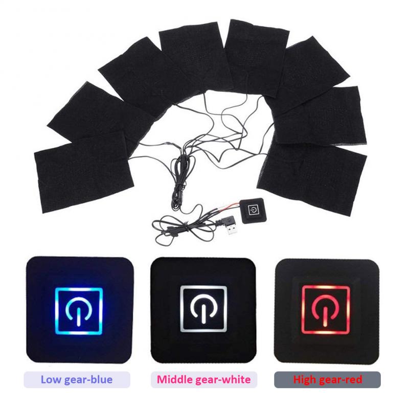 Neue 5 in 1 USB Kleidung Heizung Pad Mit 3 Getriebe Einstellbare Temperatur, elektrische Heizung Blatt Heizung Wärmer Pad Für Weste