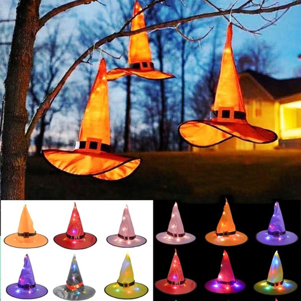 1 stücke Halloween Hexe Hütte mit LED-Licht glühend Hexen Hütte Hängen Halloween Dekor Suspension Baum glühend Hütte für freundlicher