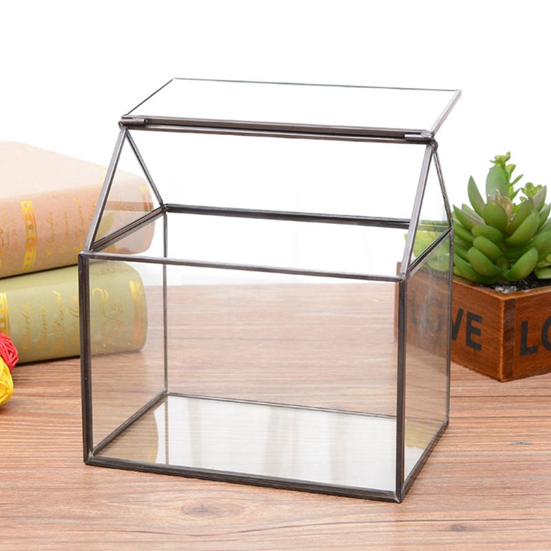 Geometrische Glas Terrarium Kasten Handgemachten Haus bilden Schließen Glas Tisch oben DIY Anzeige Pflanzer Fensterbank Blume Topf mit Schaukel