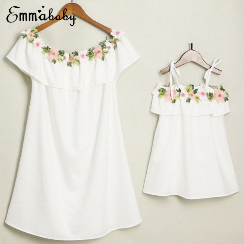 familie Passenden Kleider murmeln & Tochter schöNe blume kleid Frauen Mädchen Blumen- Kleider rüschen prinzessin sommerkleid Kleidung