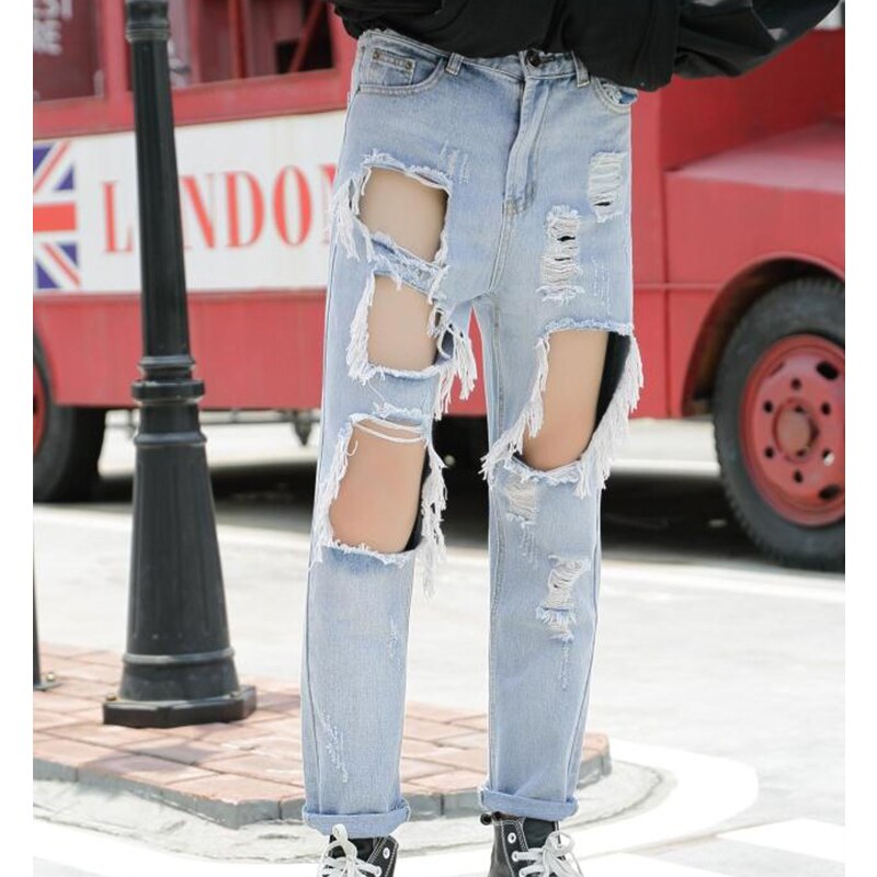 Frühling und herbst neue licht farbe Denim neun hosen große See See flut männer hosen Hüfte hüpfen knie See hosen große größe männliche