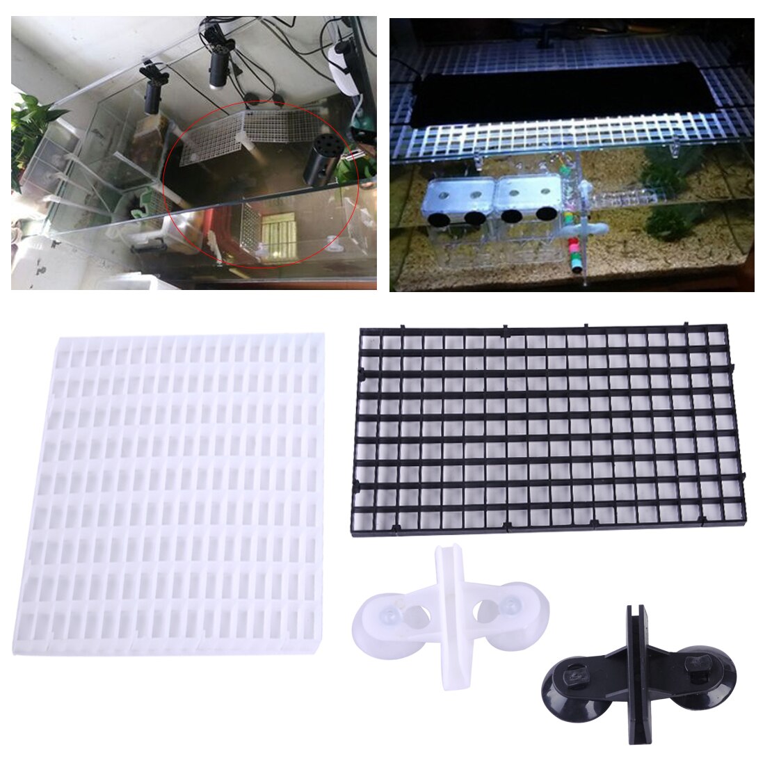 2 stücke Netz Isolieren Bord Teiler Fisch Panzer Boden Filter Tablett Aquarium Kiste