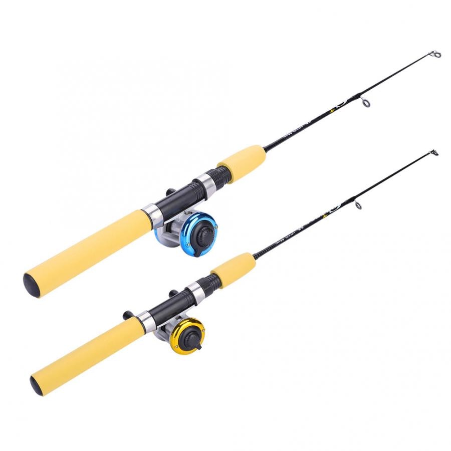 Winter Eis Angelruten mit Angeln Spule Leucht Garnelen Locken einstellen Tragbare 55cm 65cm 75cm Angelrute pol Angelgerät