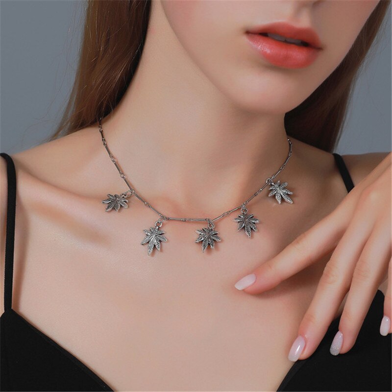 Ahorn Blatt Halskette Für Frauen Männer Mädchen Unkraut Kraut Blatt Anhänger Halskette Hüfte hüpfen unisex Anlage Schmuck modisch Hals neue