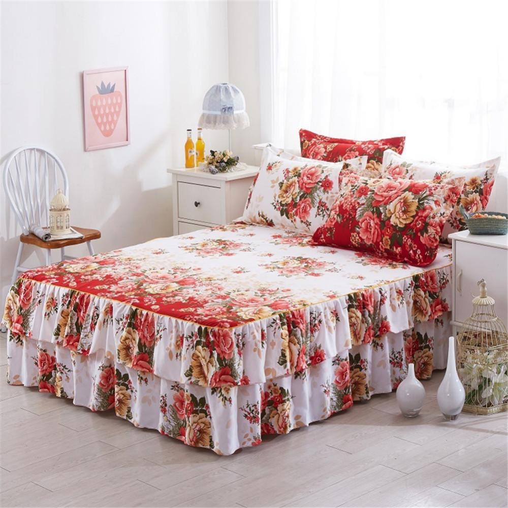 Bett Felsen Elegante Chiffon Bettdecke Satin- Baumwolle Bett Blatt für Hochzeit Dekoration Bett Abdeckung mit Elastische Band 31