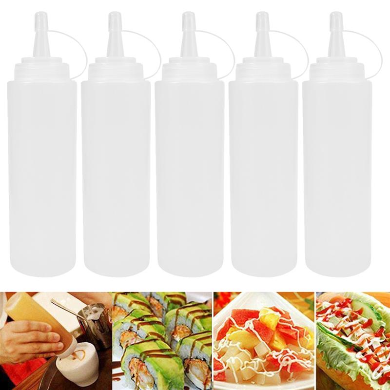 5 stücke quetschen spritzen Würze Flaschen Mit Kappe Deckel Salat Soße Spender Flaschen Olivenöl Soße Boote Ketchup Menage Lagerung
