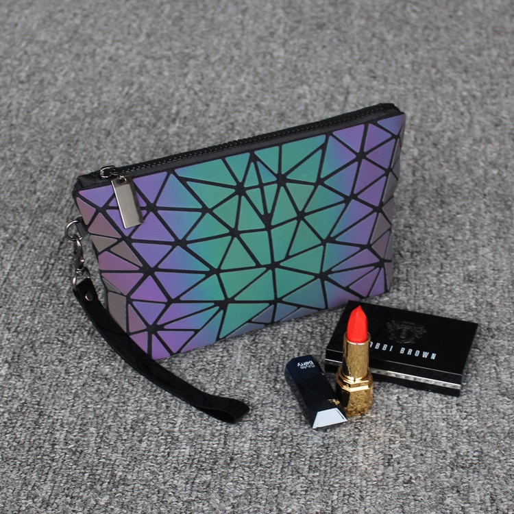 DIOMO 2022 Reflektierende Kosmetik Tasche für Frauen Reise Veranstalter machen-hoch Tasche Geometrische Toilettenartikel Schönheit fallen Machen hoch Beutel Geldbörse