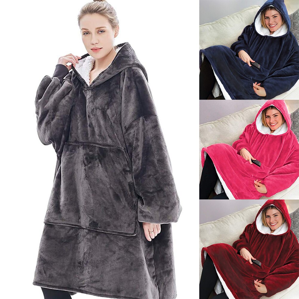 Automn Winter warm Mit Kapuze Mantel Lange Hülse verlieren Homewear Täglichen Freizeit Weiche Warme Pyjama Nachtwäsche Nachtwäsche Übergroßen Hoodie