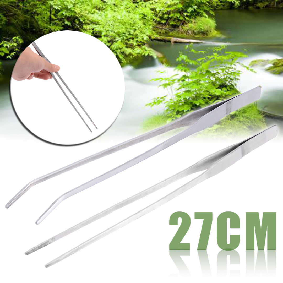 27cm Aquarium Live-Panzer Gerade Kurve Anlage Pinzette Lange Zange Edelstahl Pflanze Aquarium Pinzette Reinigung Klemme Werkzeug