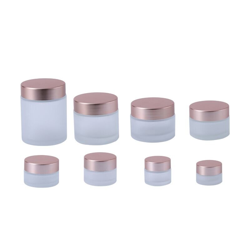 5 stücke 5-100g Milchglas Creme Krug Kosmetische Behälter Kosmetische Gläser Rose Gold Deckel Glas Flasche Machen hoch Containe Gläser Reise
