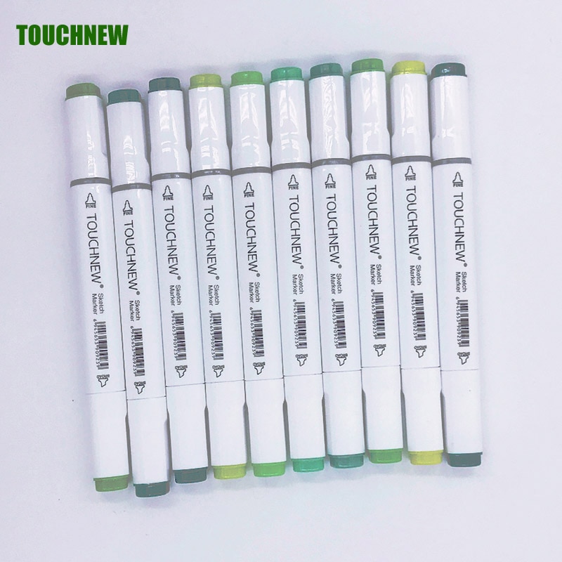 TOUCHNEW Kunst Marker 10 stücke Grün Farben Künstler Dual geleitet Marker einstellen Manga Schule Zeichnung Skizze Stift Kunst Liefert