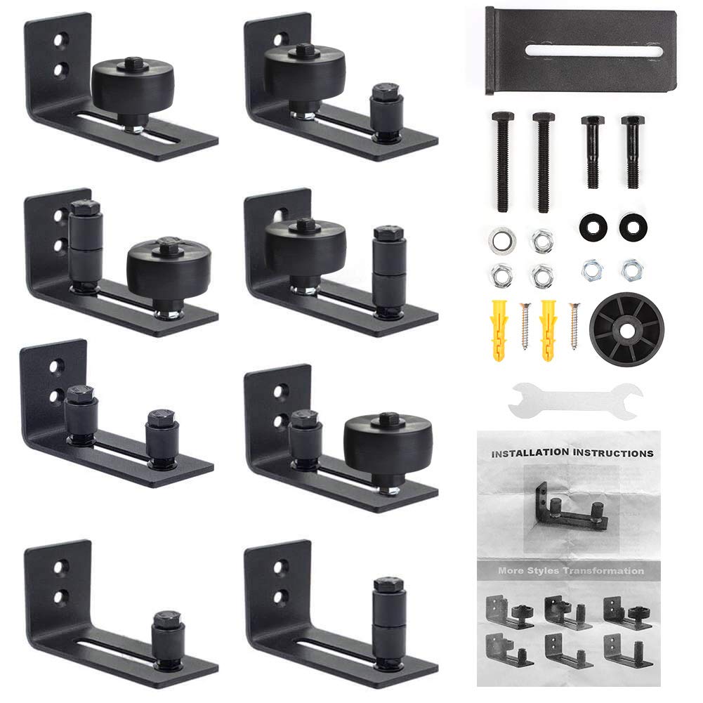 8 in 1 Schiebe Scheune Tür Schiebetür Schiene Rolle Hardware- Bausatz oben Montiert Aufhänger Spur Schwarz Stahl Schrank Tür Rolle Schiene