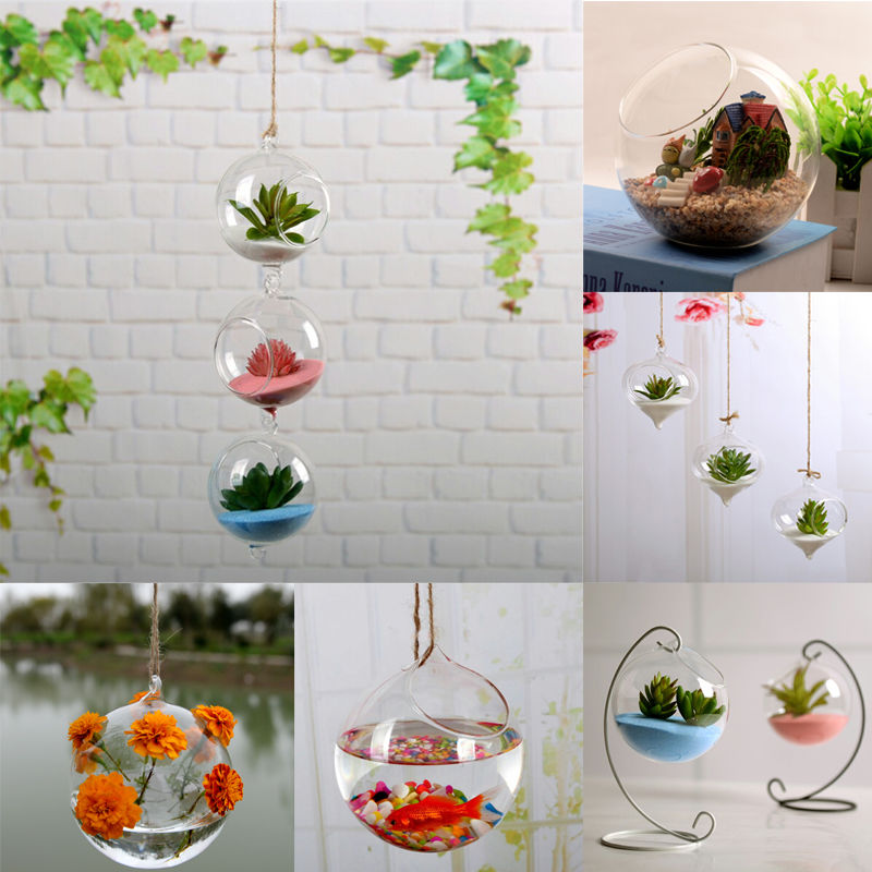 Kreative Hängende Dekoration Heimat Garten Hängen Glas Ball Vase Blume Blumentopf Terrarium Container Party Hochzeit Dekor