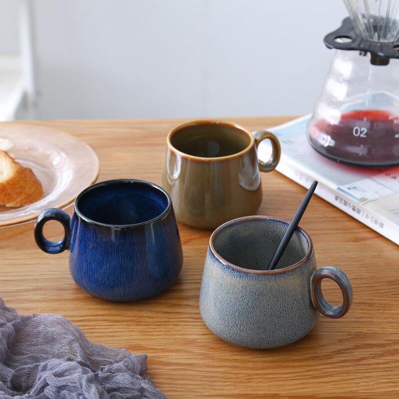 Japanische Porzellan Tee Tasse retro Kaffee Tasse Jahrgang Haushalt Wasser Tasse Becher Creativas Latte Tasse Teetasse Paar Große Bauch Milch tasse