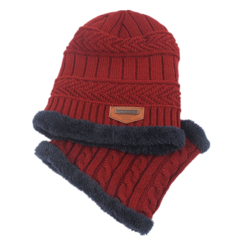 Herbst Winter Plus Samt Hütte Schal einstellen Art 2 stücke Warme freundlicher Winter Wolle Gestrickte Mützen Hüte Kragen für 1 -6 jahre alte freundlicher