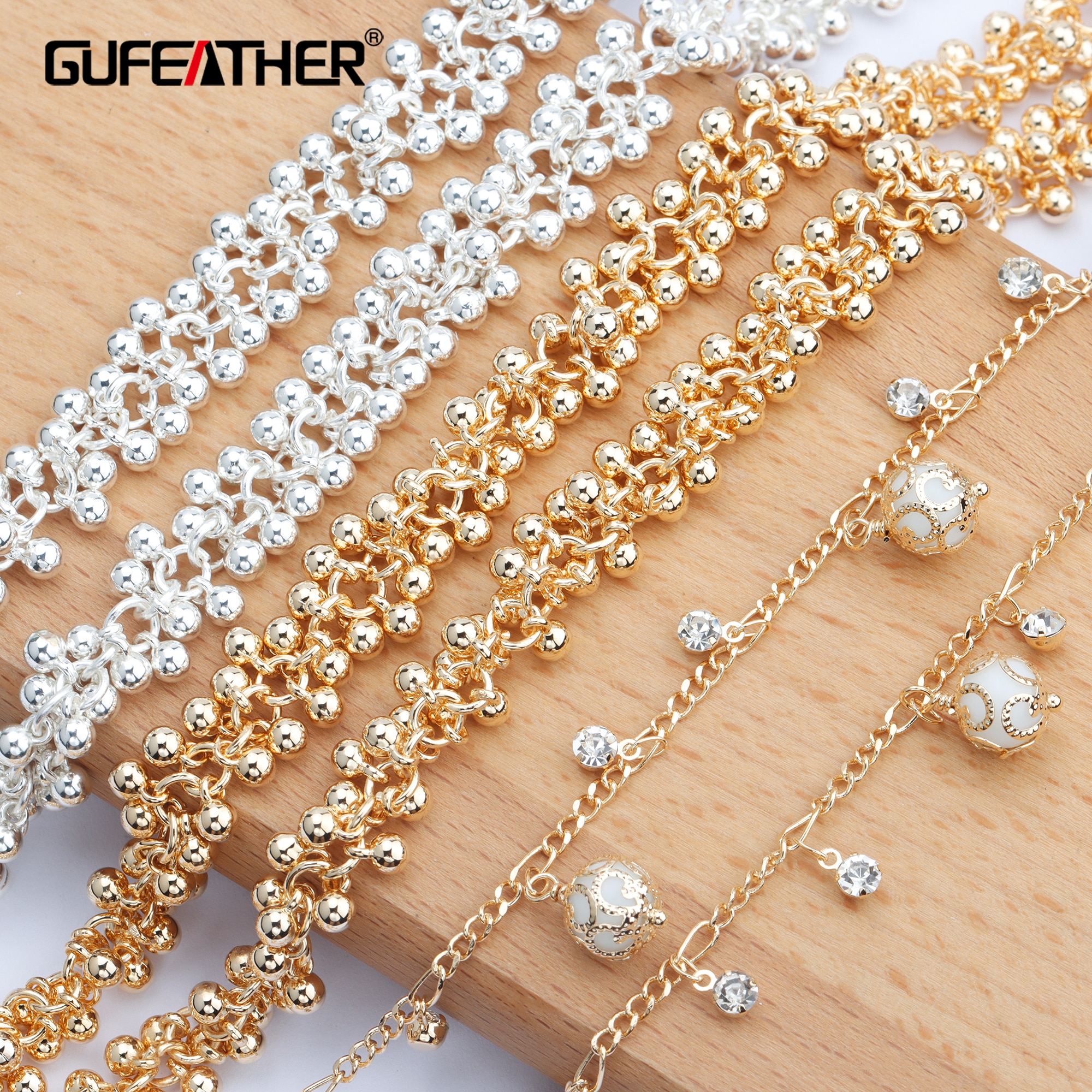GUFEATHER C87, schmuck zubehör, 18k Gold überzogen, 0,3 mikrometer, diy kette, CCB, charme, diy Armbinde halskette, schmuck machen, 1 mt/los