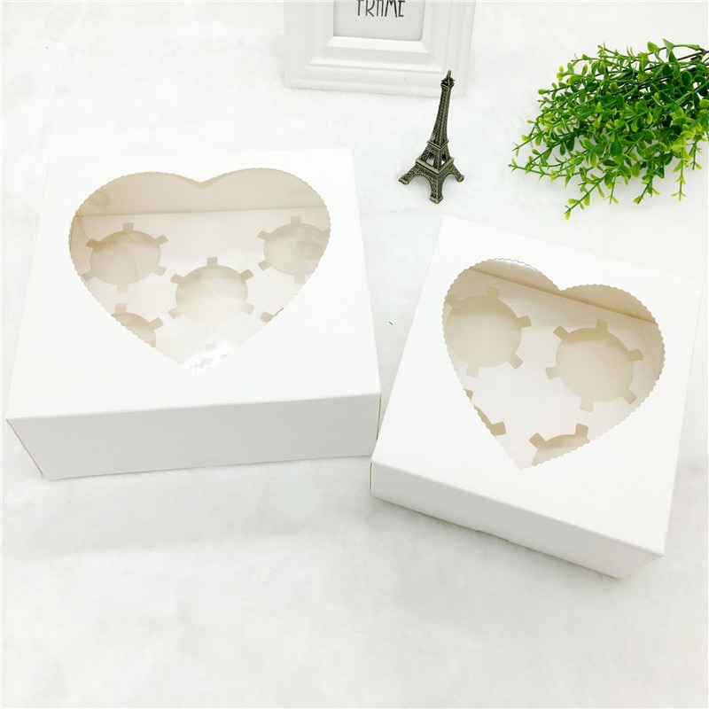 6Stck Mini Cupcake Hochzeit Süßigkeiten Kasten Herz Fenster für Mädchen Jungen Geburtstag Babyshow Supplie Weihnachten Neue Jahr Favor Dekor Boxen