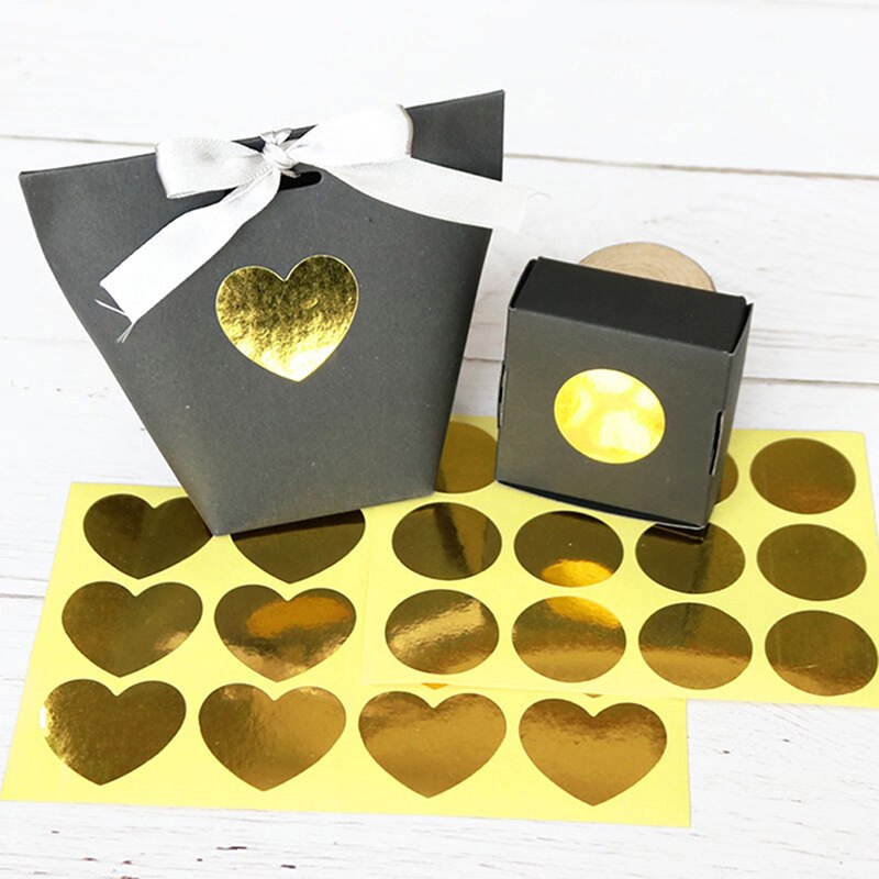 60 stücke/5 blätter Goldene Herz Gold Handgemachte Kuchen Süßigkeiten Verpackung Abdichtung Etikett Aufkleber Backen DIY Party Aufkleber
