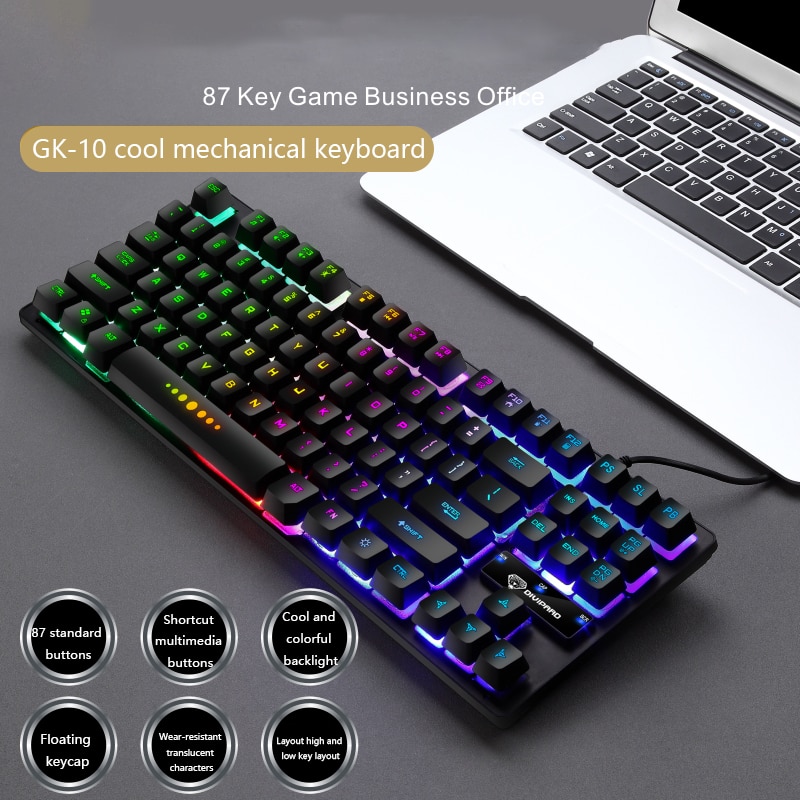 GK-10 Spielen Tastatur Leuchtende Zeichen Durch 87-schlüssel Notizbuch Spielen Manipulator Tastatur Spiel Tastatur Teclado Tastatur