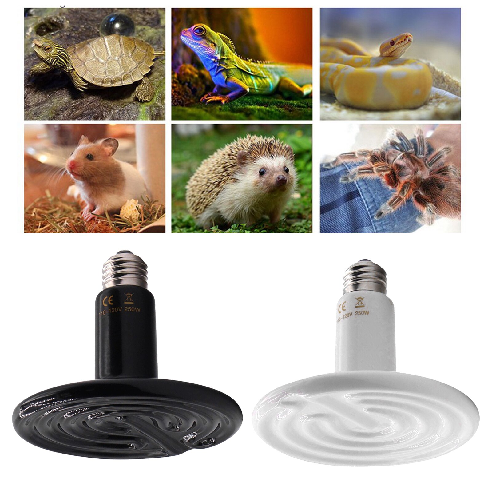 Keramik Reptil Heizung Lampe 110-120V Schlangen 200/250W Wärme Lampe Beleuchtung